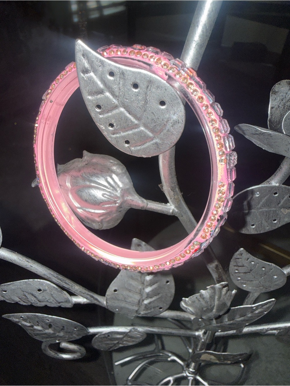 Pink Rhinestone Bangle Bracelet